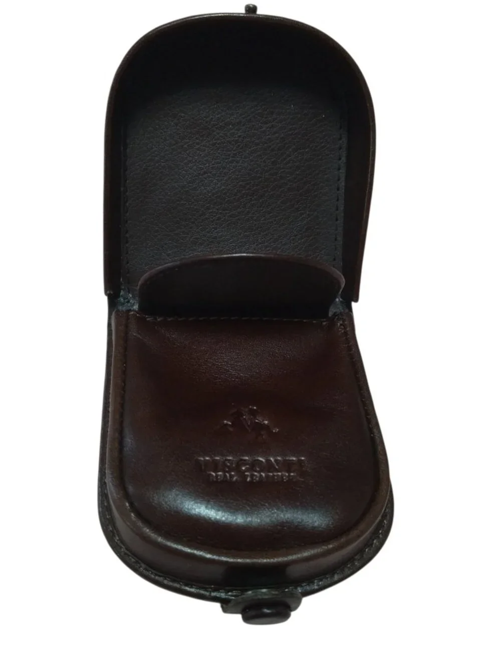 VIsconti Men's Classic Leather Tabbed Horseshoe Coin Tray Brown Logo Folding